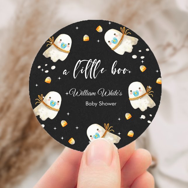 Cute Baby Ghost Halloween Fall Baby Shower Classic Round Sticker (Cute Baby Ghost Halloween Fall Baby Shower Classic Round Sticker)