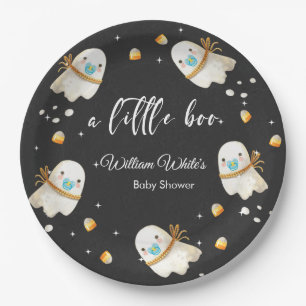Cute Baby Ghost Halloween Fall Baby Shower Paper Plate