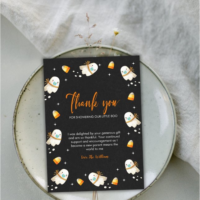 Cute Baby Ghost Halloween Fall Baby Shower Thank You Card (Cute Baby Ghost Halloween Fall Baby Shower Thank You Card)