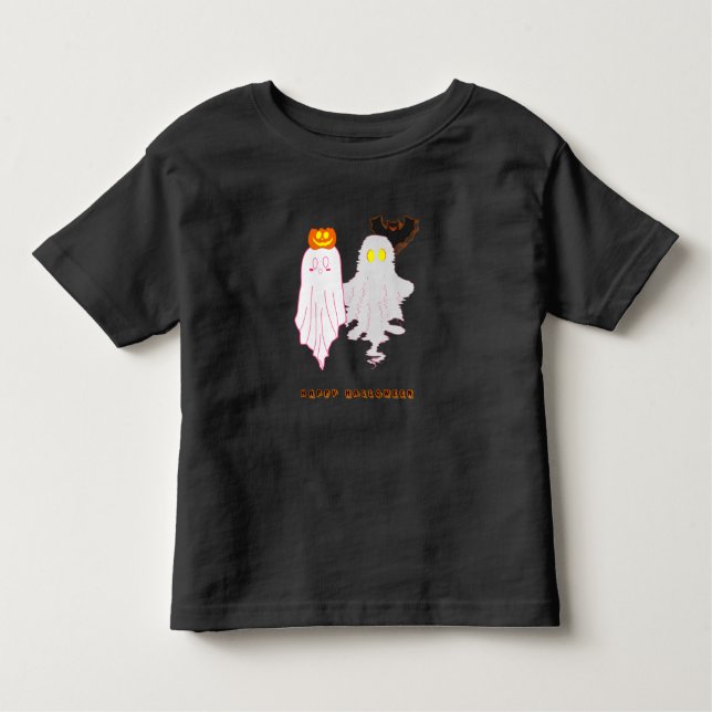 Cute Baby Ghosts Halloween T-Shirt | Toddler Tops (Front)