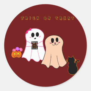 Cute Baby Ghosts With Black Cat Sticker