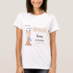 Cute Baby Giraffe 1st Birthday Family T-Shirt