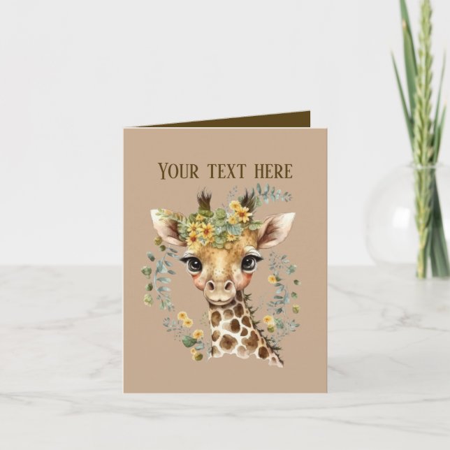 Cute baby giraffe add text any purpose card (Front)