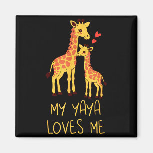 Cute Baby Giraffe And Grandma My Yaya Loves Me Magnet