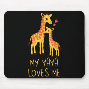 Cute Baby Giraffe And Grandma My Yaya Loves Me  Mouse Pad