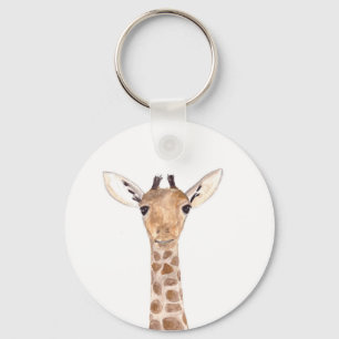 Cute baby giraffe animal key ring