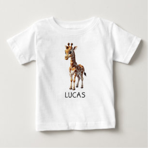 Cute Baby Giraffe Animal Kids Personalise  Baby T-Shirt