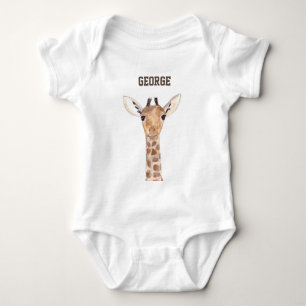 Cute baby giraffe animals watercolor Jungle  Bodysuit