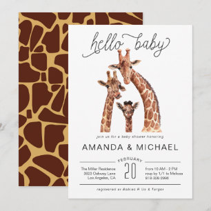 Cute Baby Giraffe Baby Shower Invitation