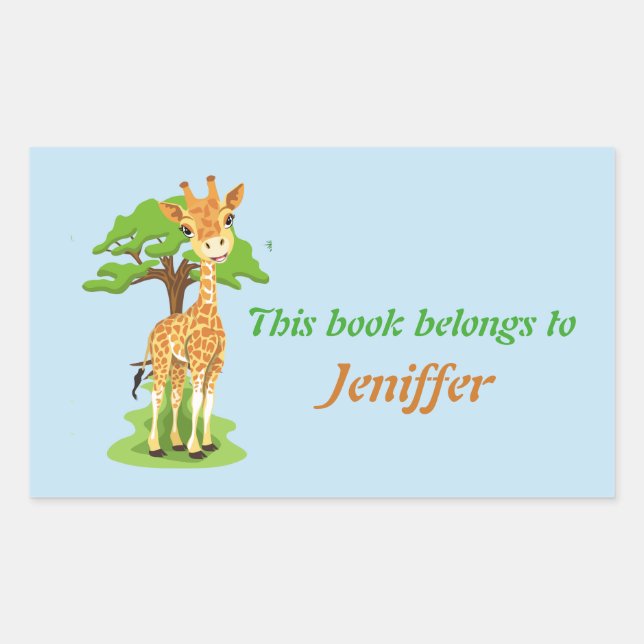 Cute Baby Giraffe Back to School Rectangular Sticker (Front)