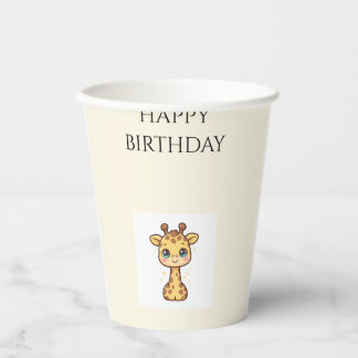 Cute Baby Giraffe Birthday Paper Cups