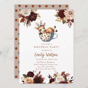 Cute Baby Giraffe Birthday Tea Party Invitation