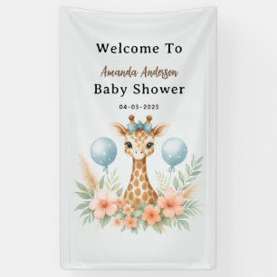 Cute Baby Giraffe Boy Baby Shower Blue Safari Banner