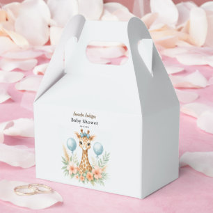 Cute Baby Giraffe Boy Baby Shower   Blue Safari Favour Box