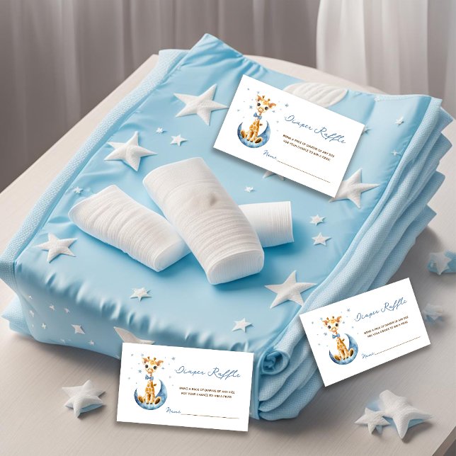 Cute Baby Giraffe Boy Baby Shower Diaper Raffle  Enclosure Card (Creator Uploaded)