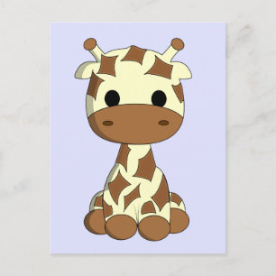 Cute baby giraffe cartoon postcard