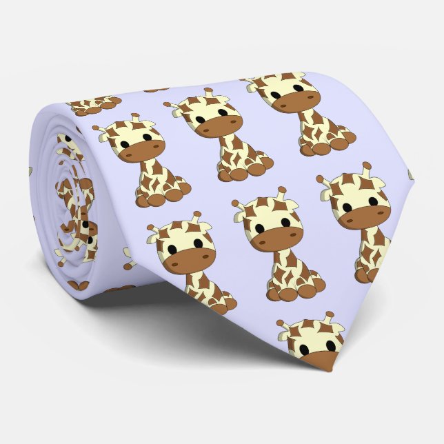 Cute baby giraffe cartoon tie (Rolled)