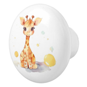 Cute Baby Giraffe Ceramic Knob