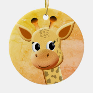 Cute Baby Giraffe Drawing Ceramic Ornament