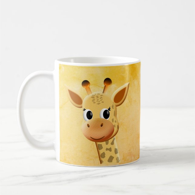 Cute Baby Giraffe Drawing Coffee Mug (Left)