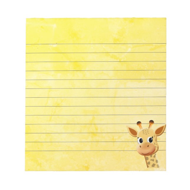 Cute Baby Giraffe Drawing Lined Notepad (Front)
