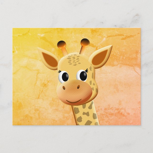 Cute Baby Giraffe Drawing Postcard (Front)