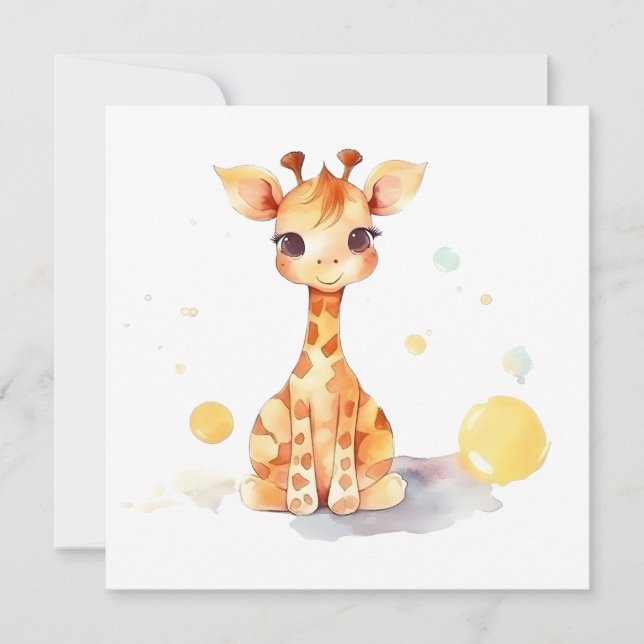 Cute Baby Giraffe Flat Card (Front)