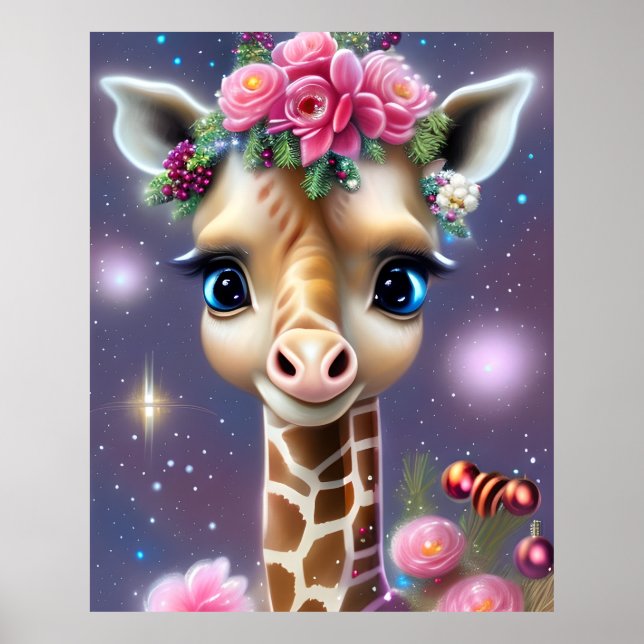 Cute Baby Giraffe Graphic Poster (Front)