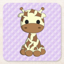 Cute baby giraffe kawaii cartoon girl coasters
