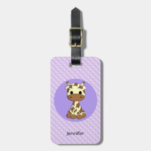 Cute baby giraffe kawaii cartoon girl luggage tag