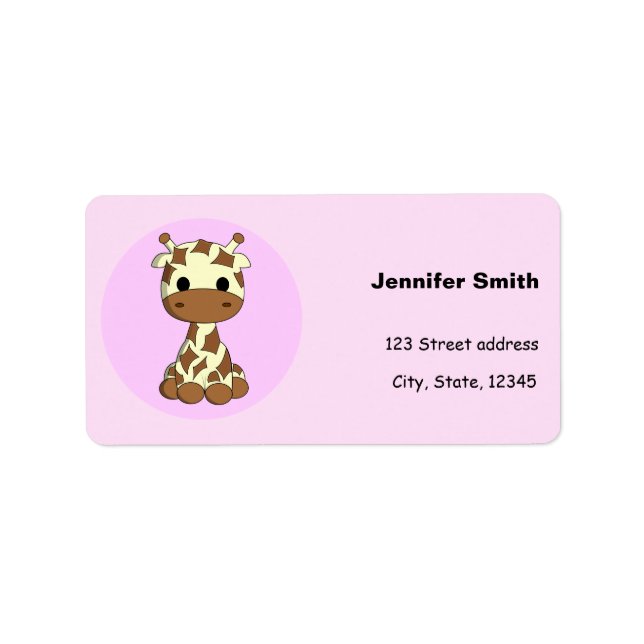 Cute baby giraffe kawaii cartoon girls label (Front)