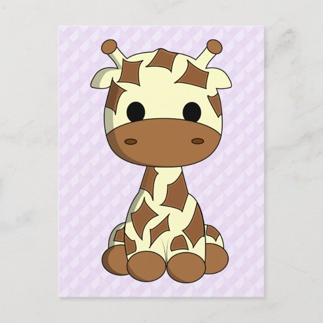 Cute baby giraffe kawaii cartoon girls postcard (Front)
