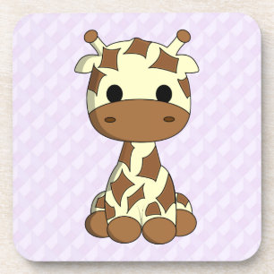 Cute baby giraffe kawaii cartoon purple kids coaster