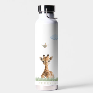 Cute Baby Giraffe Kids Water Bottle Safari Jungl