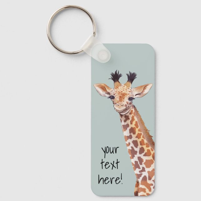 Cute Baby Giraffe Personalised  Key Ring (Front)