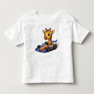 Cute Baby Giraffe Race Car Driver Toddler T-Shirt