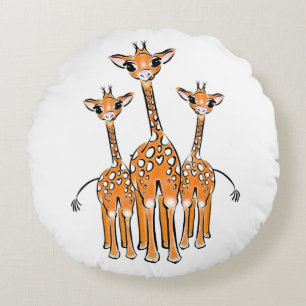 Cute Baby Giraffe, safari animals Round Pillow