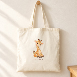 Cute Baby Giraffe Sitting Tote Bag