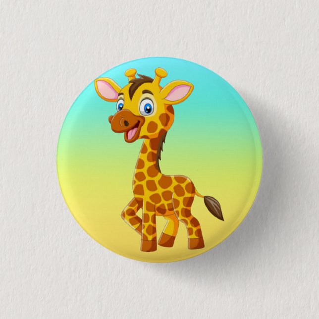 Cute Baby Giraffe Smiling Cartoon-35280 3 Cm Round Badge (Front)