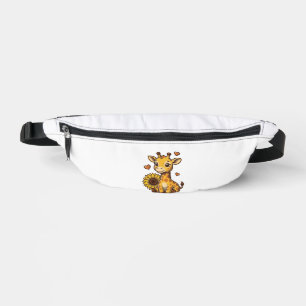 Cute Baby Giraffe Sunflower Vintage Engraving Tee_ Bum Bags