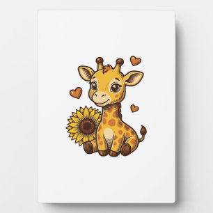 Cute Baby Giraffe Sunflower Vintage Engraving Tee_ Plaque