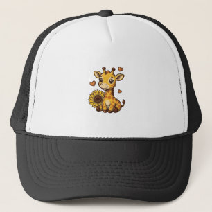 Cute Baby Giraffe Sunflower Vintage Engraving Tee_ Trucker Hat