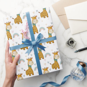 Cute Baby Giraffe wearing a scarf Wrapping Paper