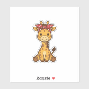 Cute Baby Giraffe with Bow Vintage Vector Design_1