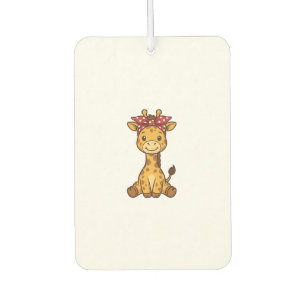 Cute Baby Giraffe with Bow Vintage Vector Design_1 Car Air Freshener