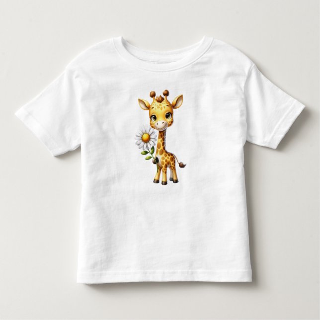 Cute Baby Giraffe with Daisy Flower-88681 Toddler T-Shirt (Front)
