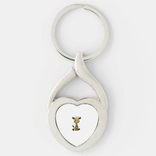 cute Baby Giraffe with pink bow Key Ring