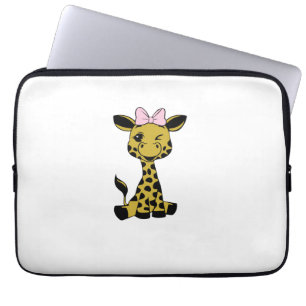 cute Baby Giraffe with pink bow   Laptop Sleeve