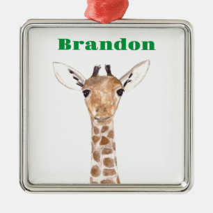 Cute Baby Giraffe Zoo Jungle Safari Animals Metal Ornament