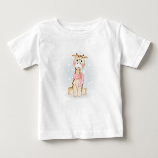 Cute Baby Giraffee Baby T-Shirt (0-24M) (Front)